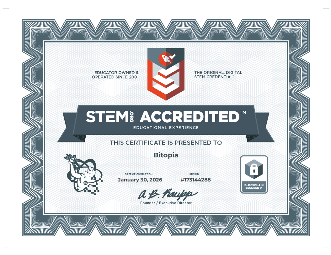Bitopia STEM.org Accreditation Certificate